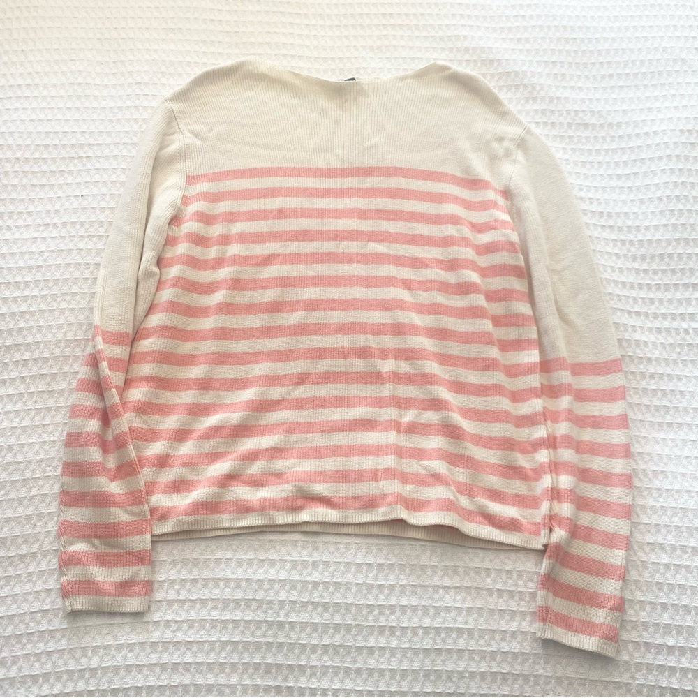 Who What Wear Pink and Cream Striped Sweater medium